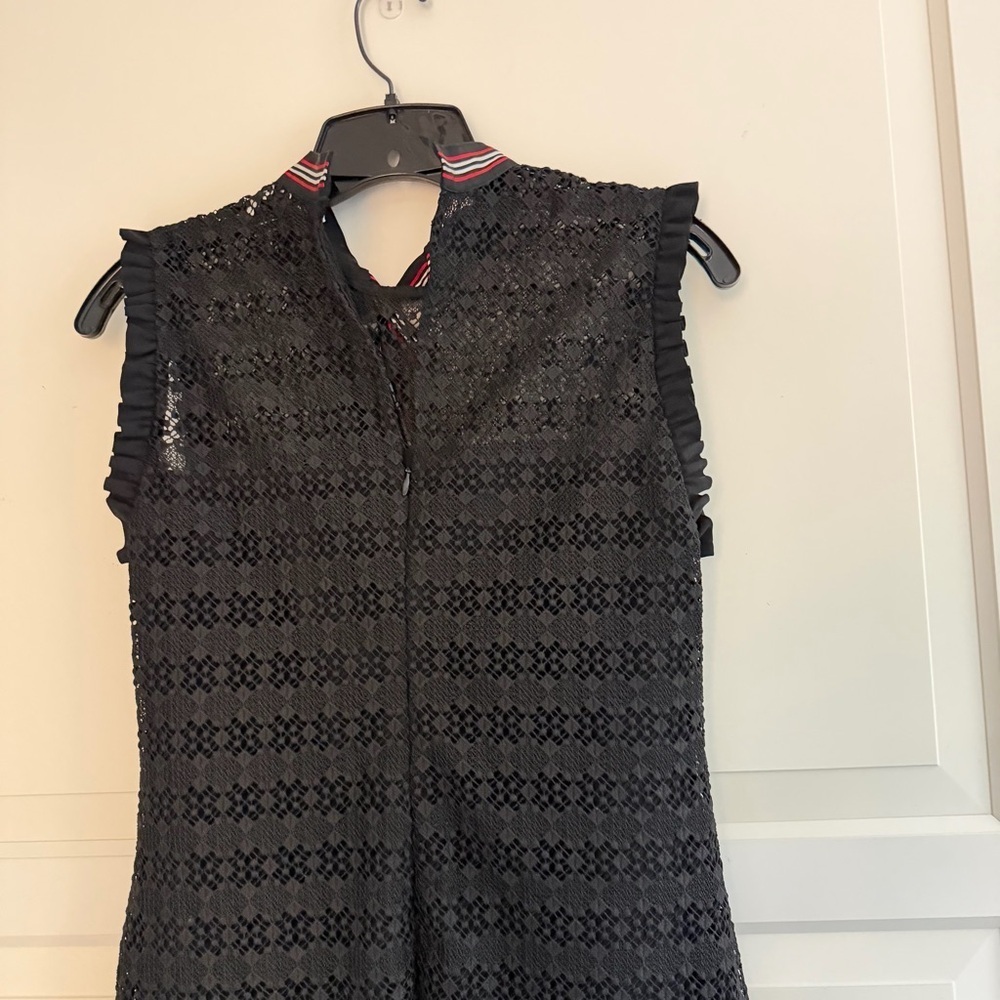 Sandro Black Fidele Tie-Neck Lace Mini Dress Size 2 - 41482 - Picture 6 of 12
